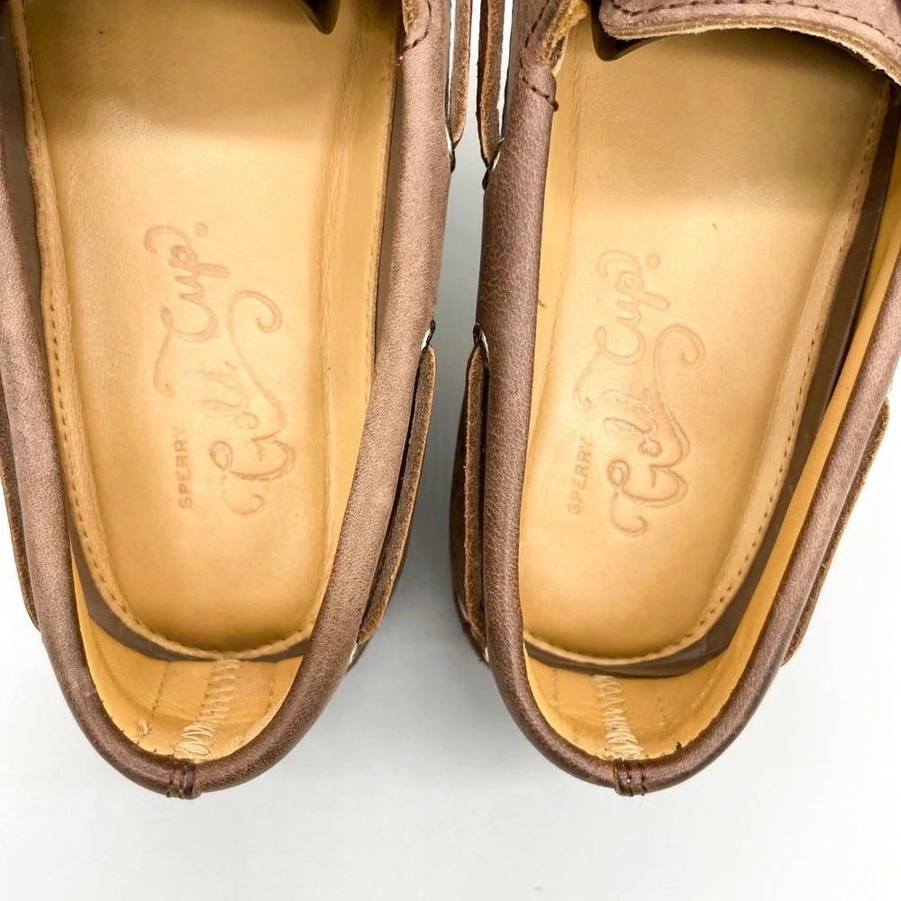 Sperry Mens 9.5 Gold Cup Authentic Original Brown Leather Boat Shoes Preppy